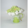 Lime Ceramic Milk Jug with Roses and Gerbera